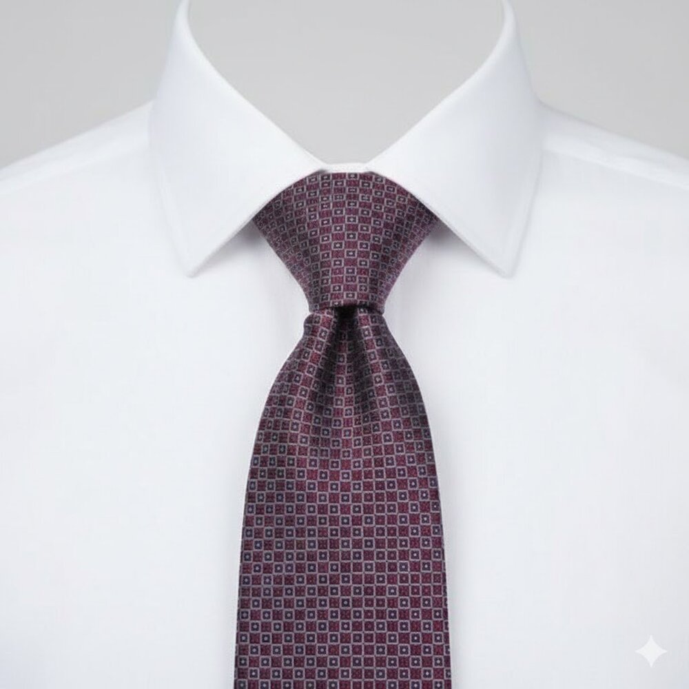 Kenneth Cole Reaction Silk Tie Geometric Red Silver Formal Business Dress